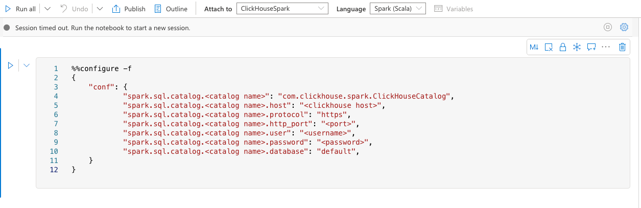Настройка параметров Spark через notebook